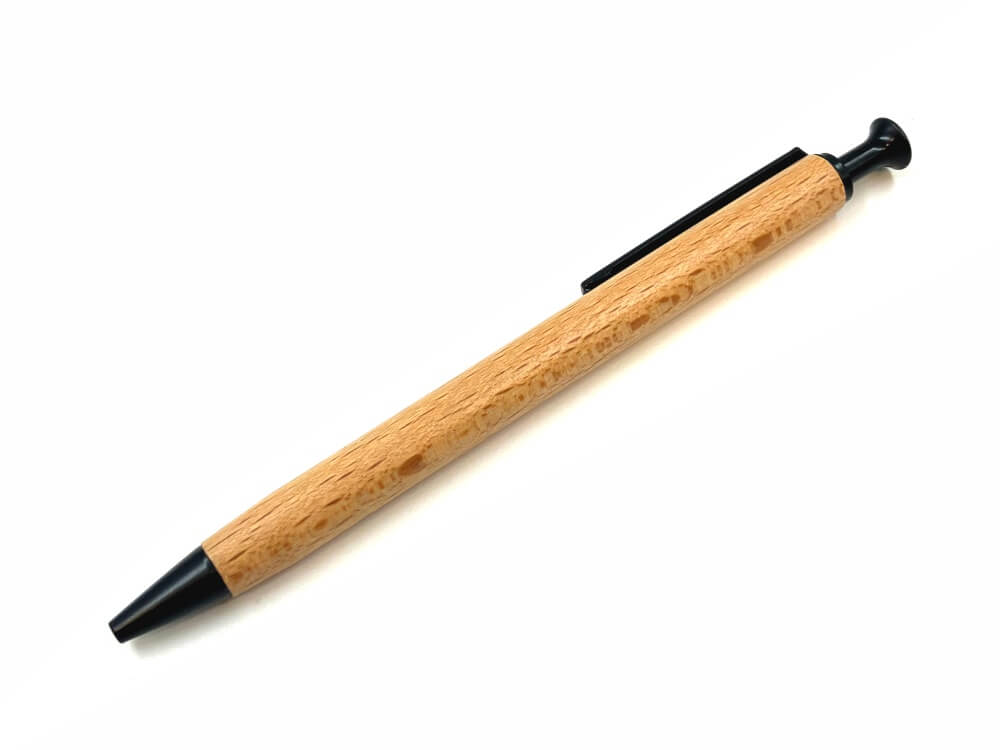 Lesen kemični svinčnik s kovinsko črno garnituro - 140 x 8 mm, bukev