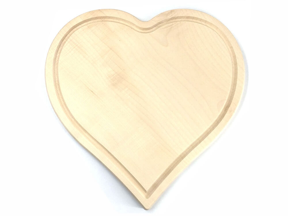 Kuhinjska rezalna deska srce z utorom 30 cm