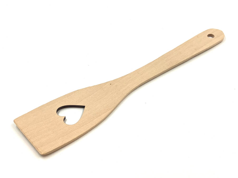 Špatula 30 cm, bukev - izrez srce