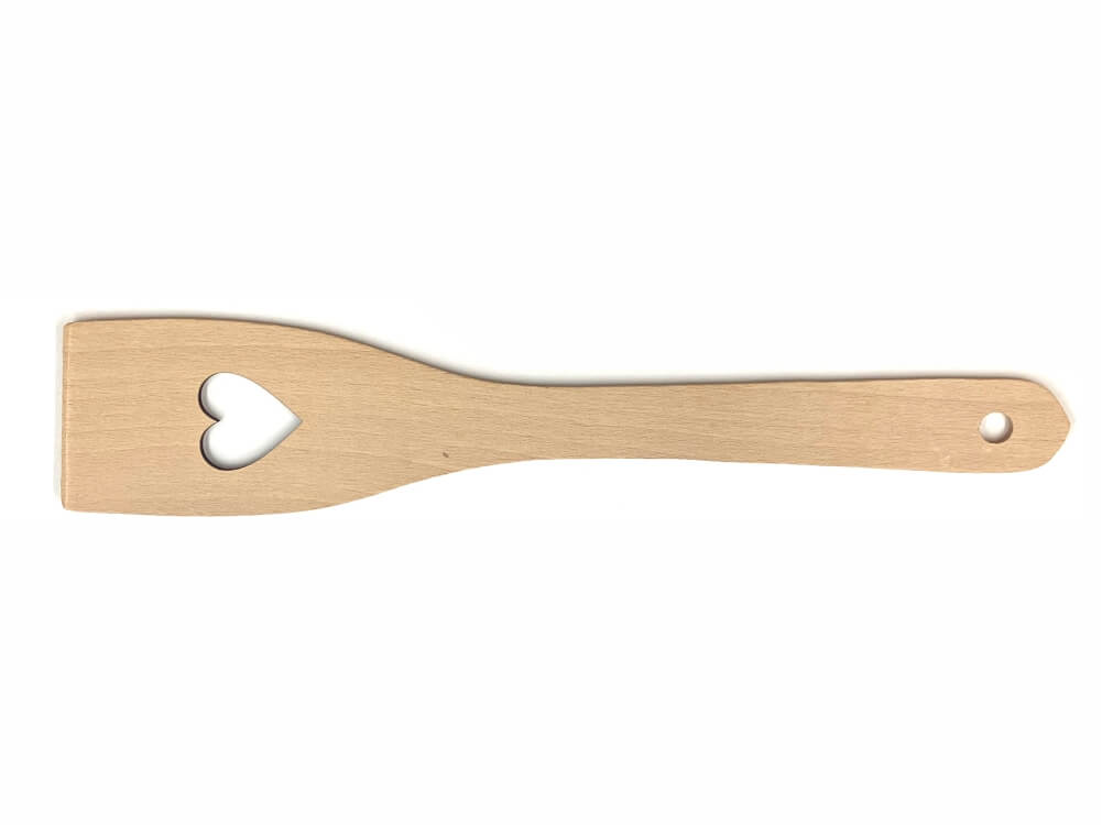 Špatula 30 cm, bukev - izrez srce