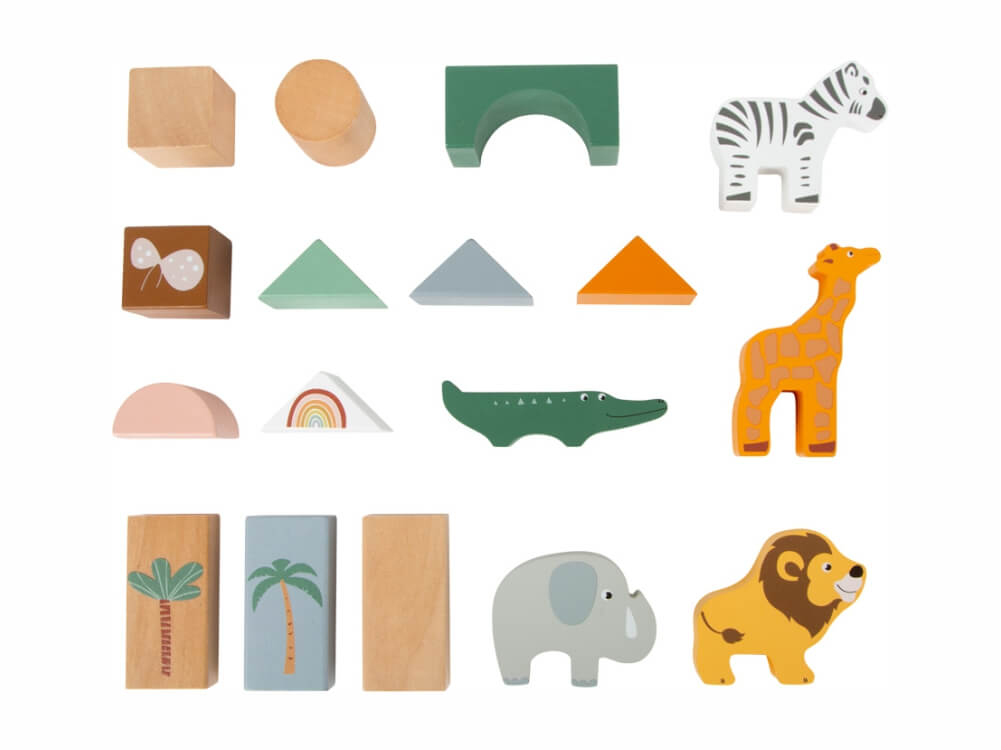 Lesene otroške kocke - motiv safari