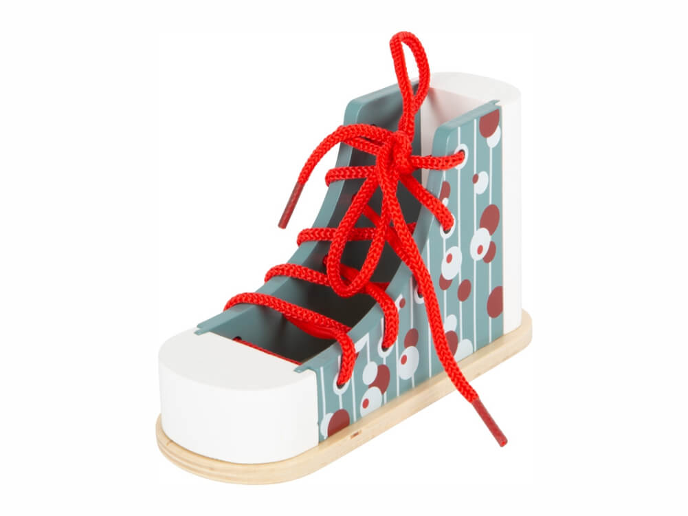 Čevelj za učenje vezanja vezalk, moder z vzorčki_118877