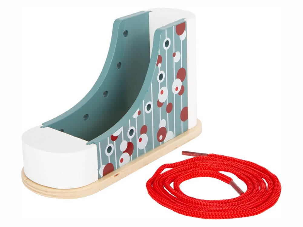 Čevelj za učenje vezanja vezalk, moder z vzorčki_118877